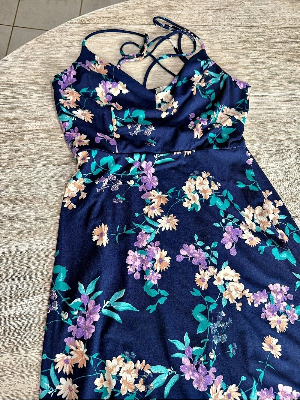nine britton Lizzy Brushed Knit Dress Floral Maxi Dress Blue & Purple Medium